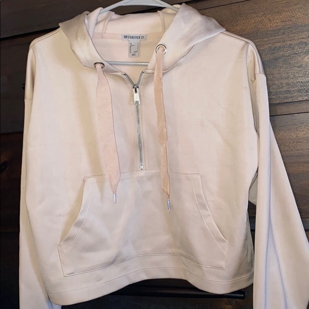 Active Satin material rose gold cropped hoodie